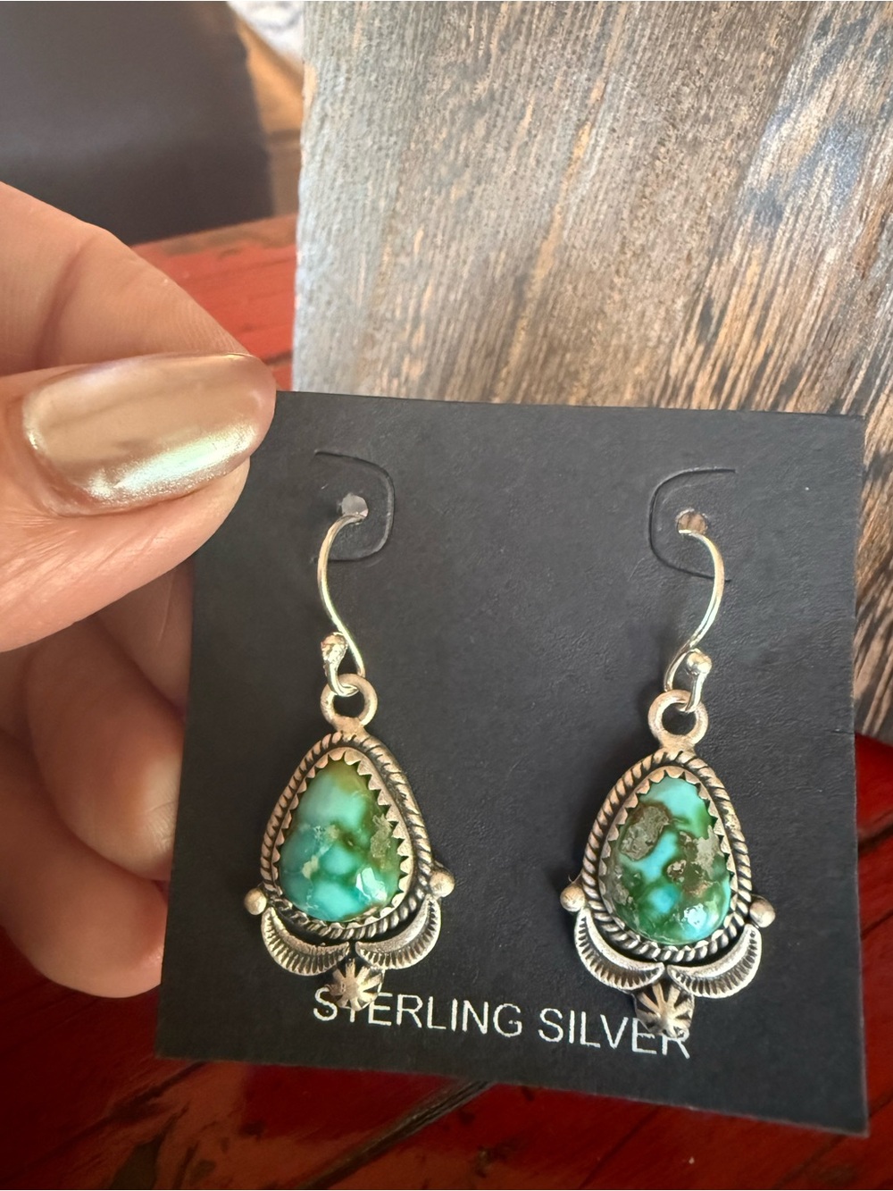 Sterling Silver Sonoran Turquoise Teardrop Dangle Earrings
